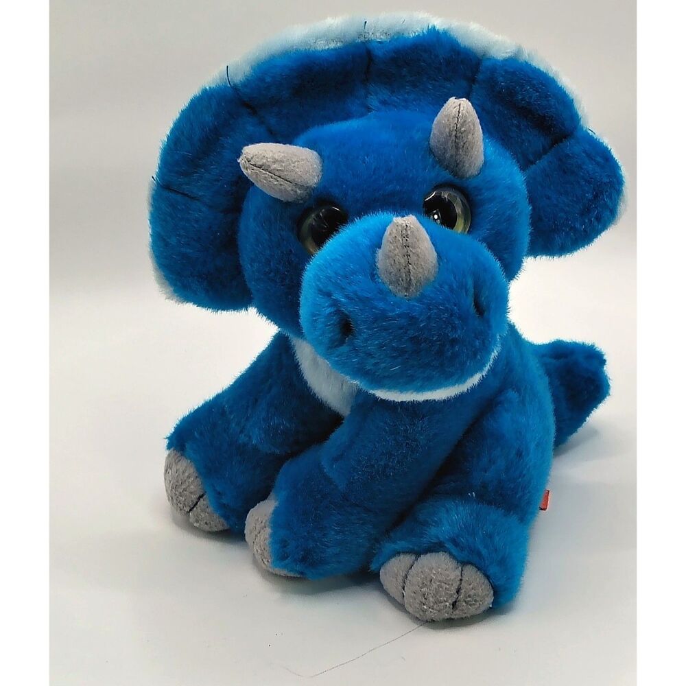 Wild Republic Triceratops 7" Plush Blue Dinosaur Hard Eyes Stuffed Dino